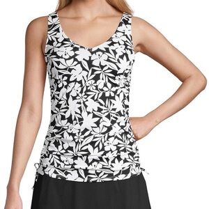 Lands' End Womens Chlorine Resistant Adjustable V-neck Underwire Tankini size 10